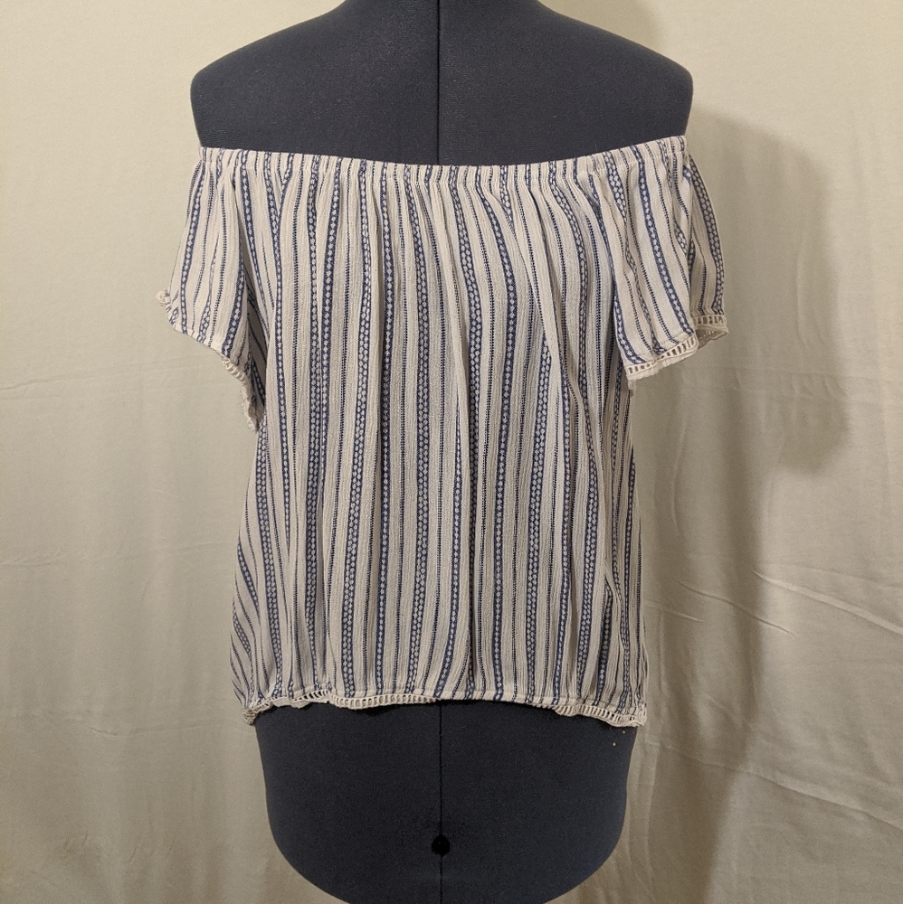 Off The Shoulder Stripped Shirt